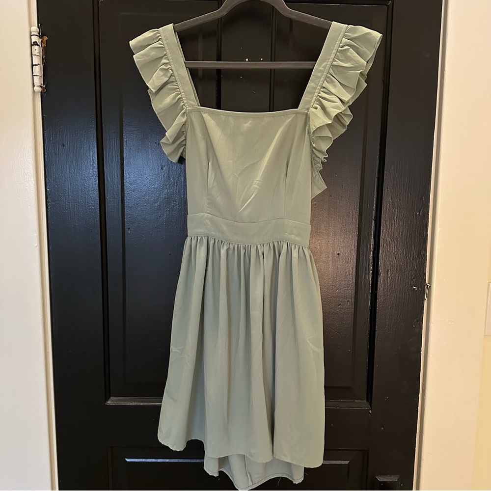 Sage Green Open Back Dress